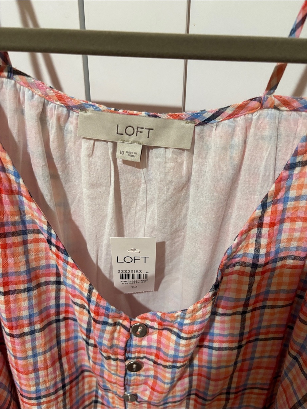 LOFT Pink and Blue Plaid Midi Sundress - Picture 3 of 4